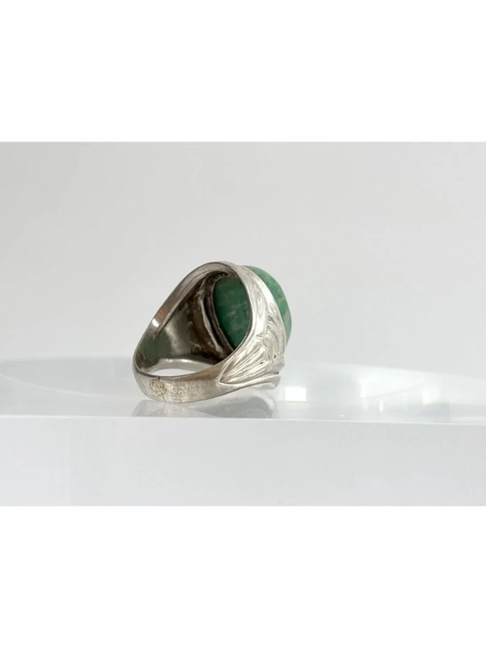 Amazonite Green Gemstone Solitaire Sterling Silver 925 Vintage Ring - sz 6.75